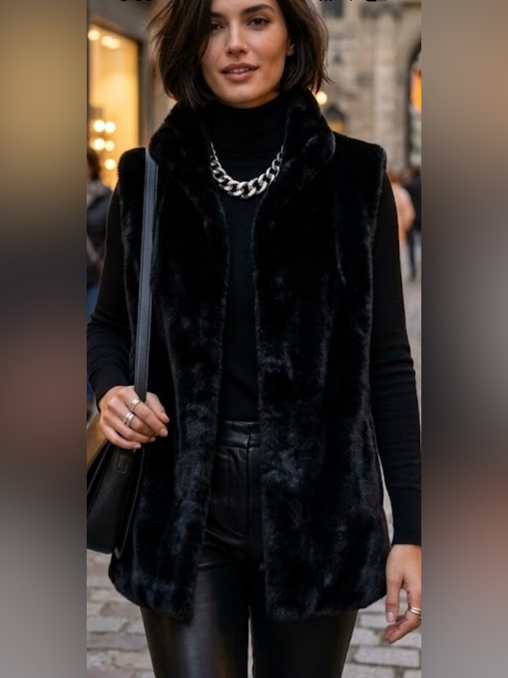 Kristen Blake Black Faux Fur Vest